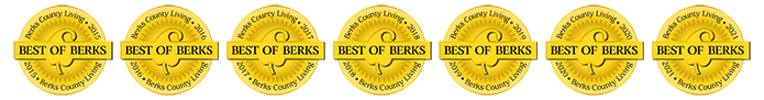 Best of Berks Logo Set - 7 Years Best of Berks logos for years 2015 to 2021; Voted best LASIK Eye Surgery Practice in Berks County, Reading, Wyomissing, Pottsville, Pottstown and Lebanon, PA